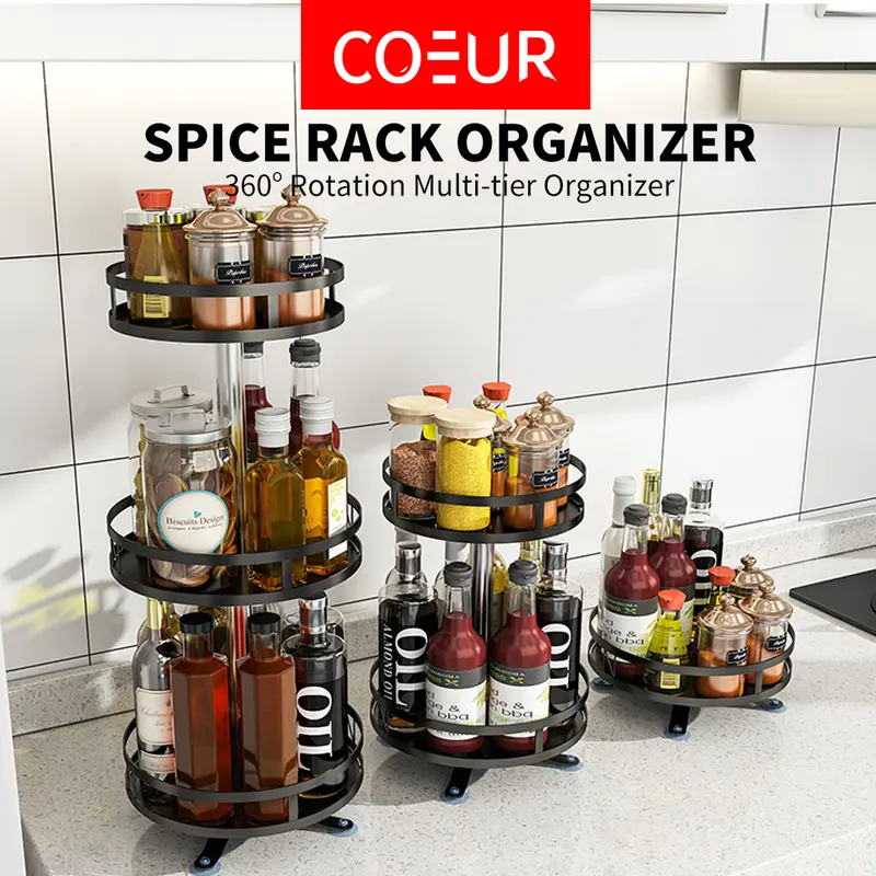 Kitchen Rotating Spice Rack Organizer For Counter Top Versatile ...