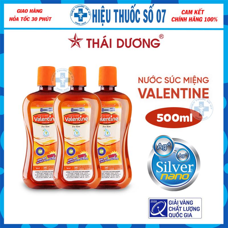 Nước súc miệng Valentine Thái Dương ngừa hôi miệng, nhiệt miệng (500ml) Trắng Răng