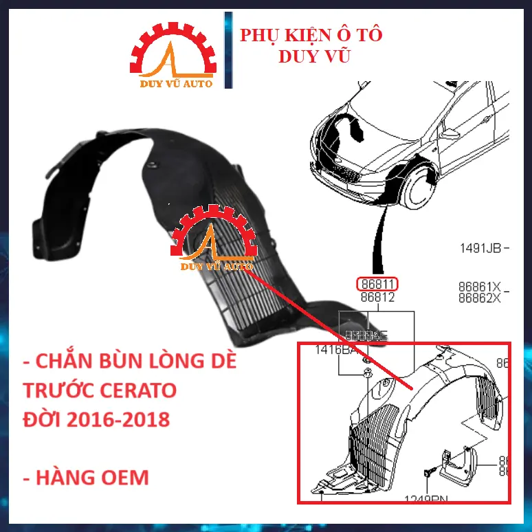 chắn bùn lòng dè trước kia cerato k3 đời 2016-2018 | 86811A7800 | 86812A7800 phụ tùng ô tô 0