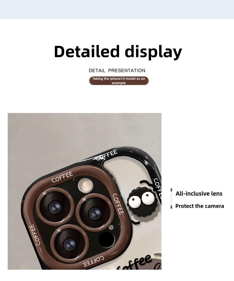 Product Introduction of IPhone Suitable for Apple 14promax Phone Case Iphone13 Graffiti Coffee Briquette Doll 11/15 Silicone Funny /16 2