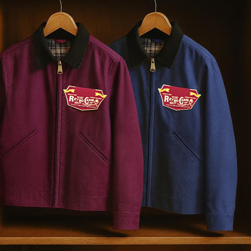  Áo Khoác Detroit Cho Nam MADEN 100% Cotton Vải Bố Hạng Nặng 430gsm Cổ Áo Vải Nhung Kẻ Kiểu Lò Sò Áo Khoác Lao Động Bền Thích Hợp Cho Các Hoạt Động Ngoài Trời Cắm Trại Và Du Lịch 