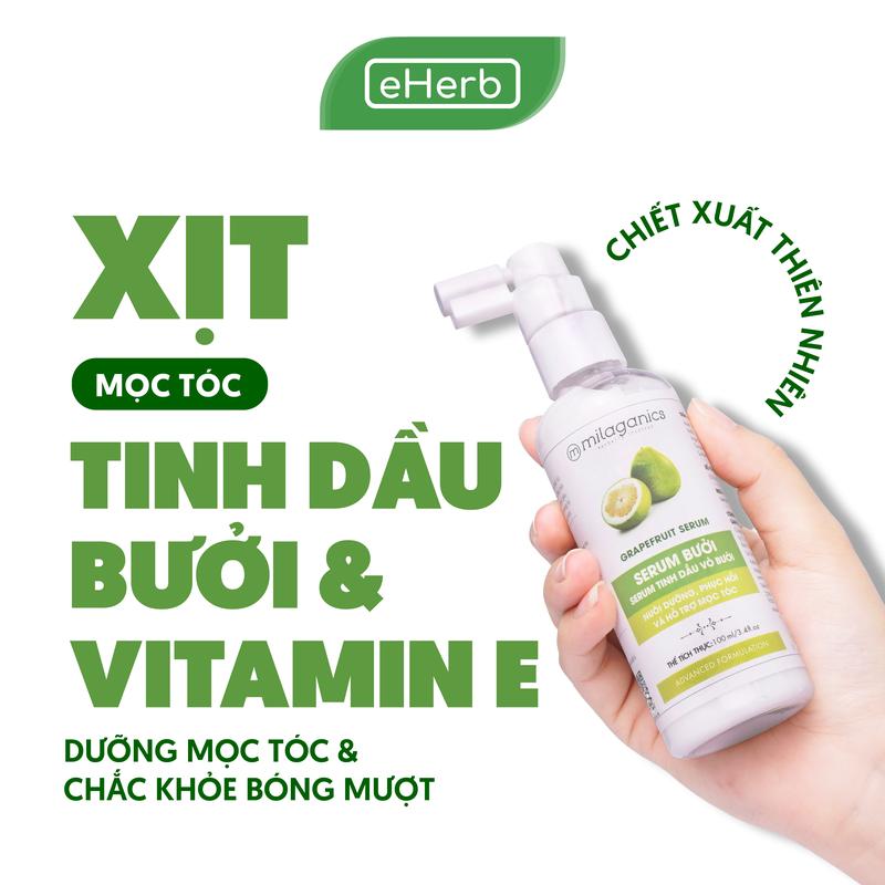 Xịt Bưởi Dưỡng Tóc MILAGANICS - Serum Dưỡng Tóc Bưởi Vitamin E Xịt Mọc Tóc Thiên Nhiên EHERB - Tinh Chất Dưỡng Tóc Nam & Nữ Giảm Rụng Chăm Sóc Tóc Mềm Mượt Hair Mist Hair Lotion Dùng Được Cho Mẹ Bầu Women Mỹ Phẩm Việt Nam