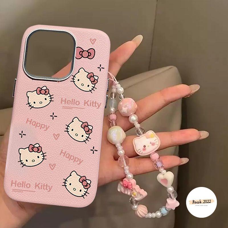 Dành Cho Redmi 12C 9A A1 12 13 13C 10A 14C A3 A2 10 10C 9T 9 9C NFC POCO C75 X5 X6 M3 C61 Pro Note 12 13 11 10s 8 9 10 Pro Plus Hello Kitty Họa Tiết Da Sang Trọng Ốp Lưng Có Vòng Đeo Tay