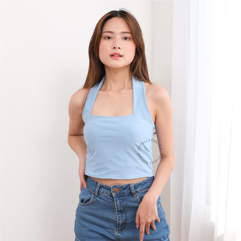Firstact KARINA HALTER TOP tanktop Wanita Korea Crop Top Korean Halter Tengtop melar panjang  stretch Fit Tank Atasan Cewek 0