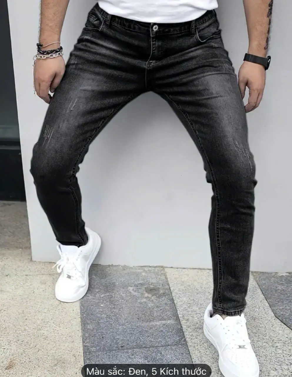 Quần Jean Nam Màu Đen Nhạt Bạcu Xước Nhẹ Chất liệu Co Giãn Tốt Form Dáng Chuẩn Size Denim A2509- Menswear Pants Có Túi