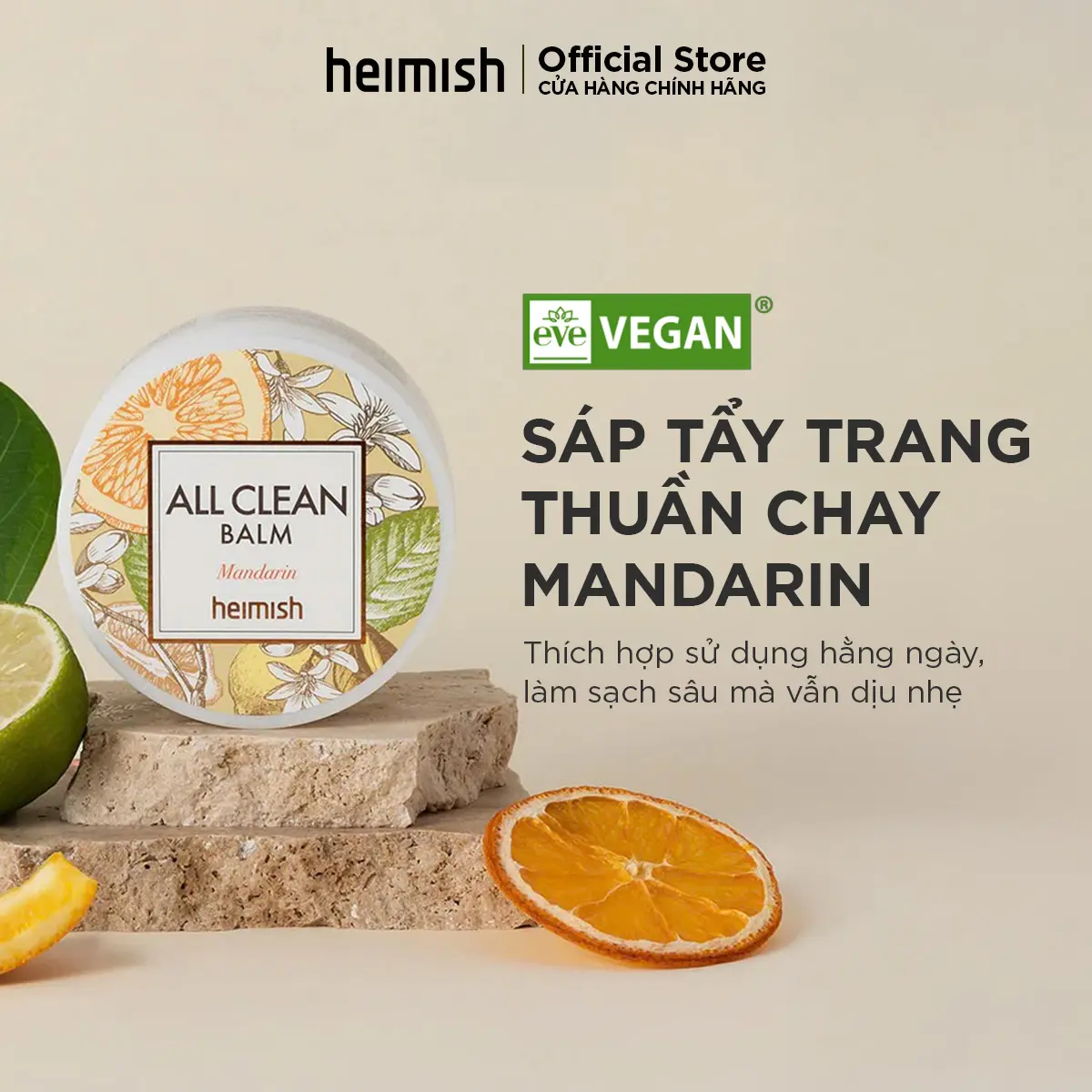 Sáp tẩy trang thuần chay heimish All Clean Balm Mandarin 120ml
