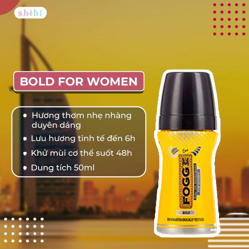 Lăn khử mùi nước hoa FOGG ROLL ON nam/ nữ, đa dạng mùi hương, 50ML, nhập khẩu chính hãng Dubai 4