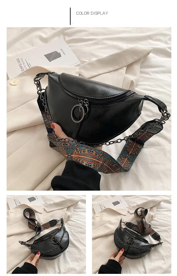 Product Introduction of Fashion saddle waist bag fanny pack luxury leather female belt bags chain handbag purse women retro shoulder crossbody chest bag 41