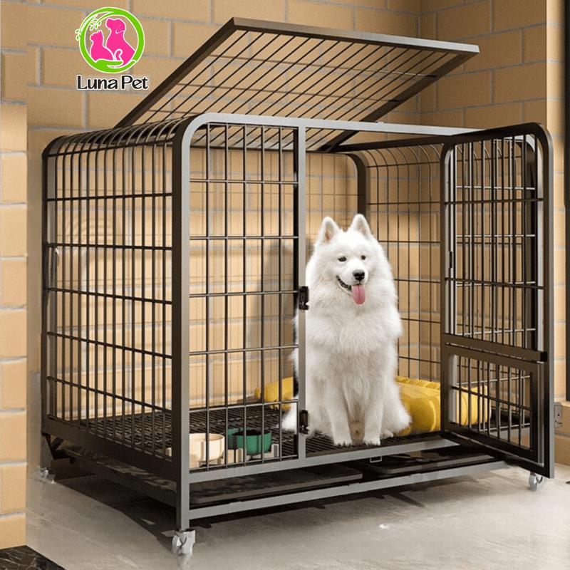 Chuồng Chó Lớn NAN ỐNG Kèm Khay Sơn Tĩnh Điện Có Bánh Xe Luna Pet CN06  - Dành cho Pet dưới 45kg