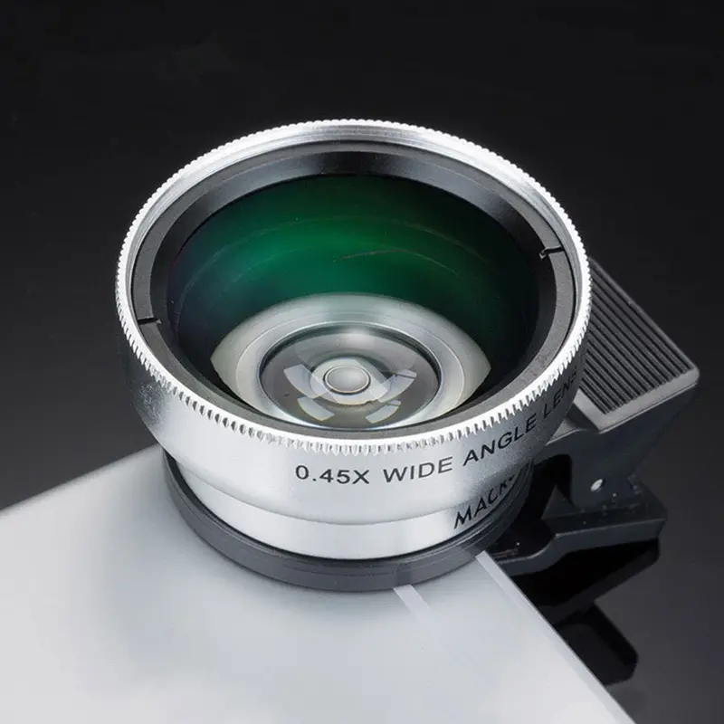 Ống Kính Điện Thoại Di Động Kẹp Thông Dụng 37mm, Ống Kính Điện Thoại Một Mảnh Hai Trong Một, Chuyên Nghiệp, Độ Phóng Đại 0,45x, 49uv, Góc Siêu Rộng + Thu Phóng, # 317749 2