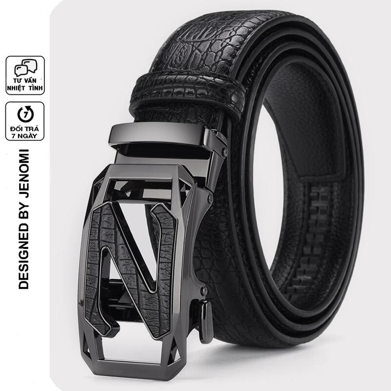 Thắt lưng nam mặt chữ Z, dây nịt nam khóa tự động, dây lưng da mặt kim loại nguyên khối TL71