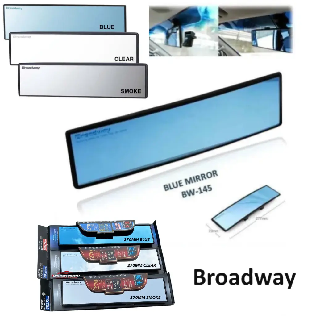 (270mm) napolex BW-147 BW-746 Broadway car Rear View blue flat/convex blue mirror MYVI Kancil Kelisa saga persona hero