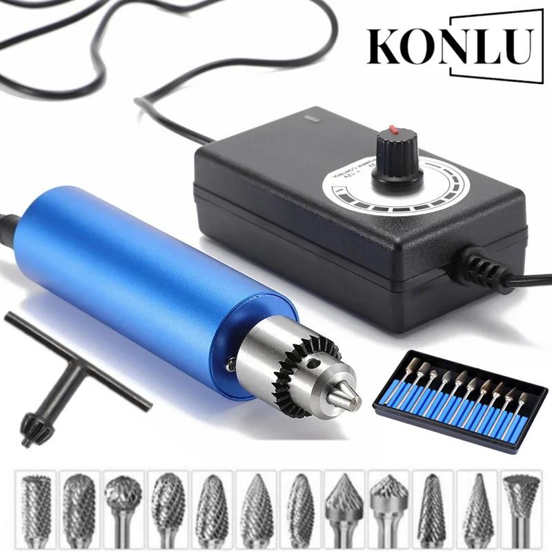 KONLU สว่านมือไฟฟ้าขนาดเล็ก อํานาจ 0.3- 4mm เชย 4000-13000RPM หมุนชุดเครื่องมือ ใช้ในไม้ DIY เครื่อง