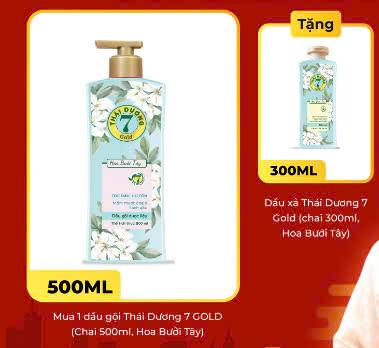 [11.11 Võ Hà Linh x STD] Mua 1 dầu gội Thái Dương 7 GOLD (Chai 500ml, Hoa Bưởi Tây) Tặng 1 Dầu Xả Thái Dương 7 Gold (chai 300ml, Hoa Bưởi Tây) và 01 tube Kem nẻ Valentine (Hộp 1 tube x 20g)