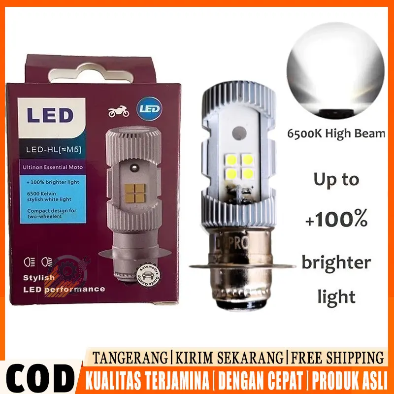 Lampu Depan Motor LED 2 Sisi Super Terang 6500K Putih DC // Bohlam LED Motor Universal Arus Wajib DC Hemat Energi Tahan Lama // Cocok untuk Motor Vario Beat Scoopy Mio Xeon Fino Nmax Aerox DLL // Lampu Utama Motor Plug and Play