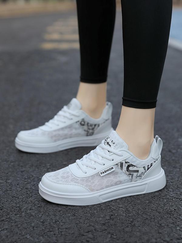 Women's Fashionable Letter Pattern Lace Up Low Top Sneakers, Casual Comfortable Breathable Sports Running Shoes, All-match Round Toe Chunky Sneakers for Daily Wear 6