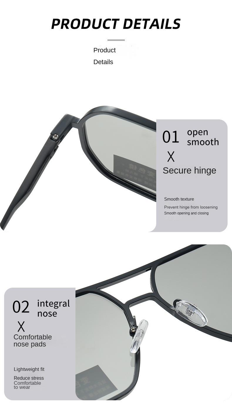 Product Introduction of Men's Day and Night Dual-use Smart Color-changing Polarized Sunglasses Trendy Driving Fishing Special Sunglasses clubmaster  frame  glasses 5