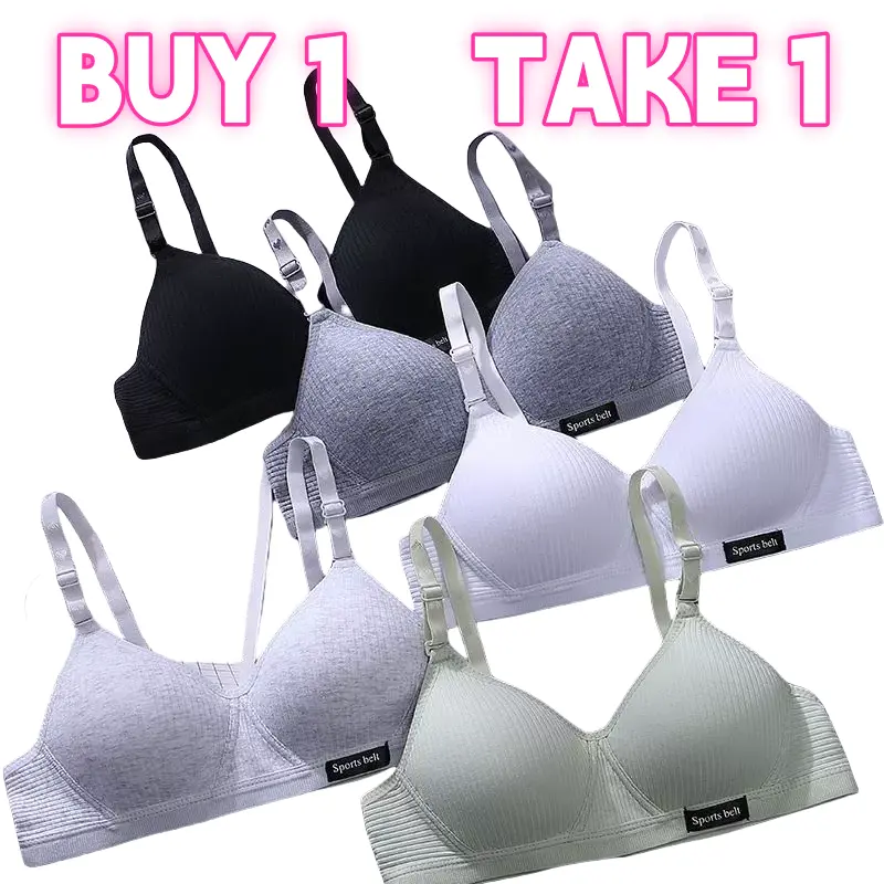BUY 1 TAKE 1 Lift and Support with Comfortable Thin Cotton Bra Comfortable Thin Cotton Bra for Women Wire-Free Push-Up Bra for a Lifted Look Womenswear Lingerie Lady Bridal push up seamless cotton br comfortable bras chest patch nonwire bra Print Bralette