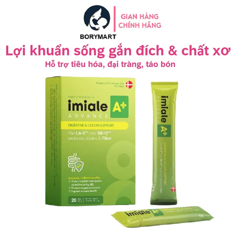 Lợi khuẩn sống đích IMIALE A+ Đan Mạch,  dạng gói hỗ trợ tiêu hóa, đại tràng, táo bón, tiêu chảy 6g/ gói 0