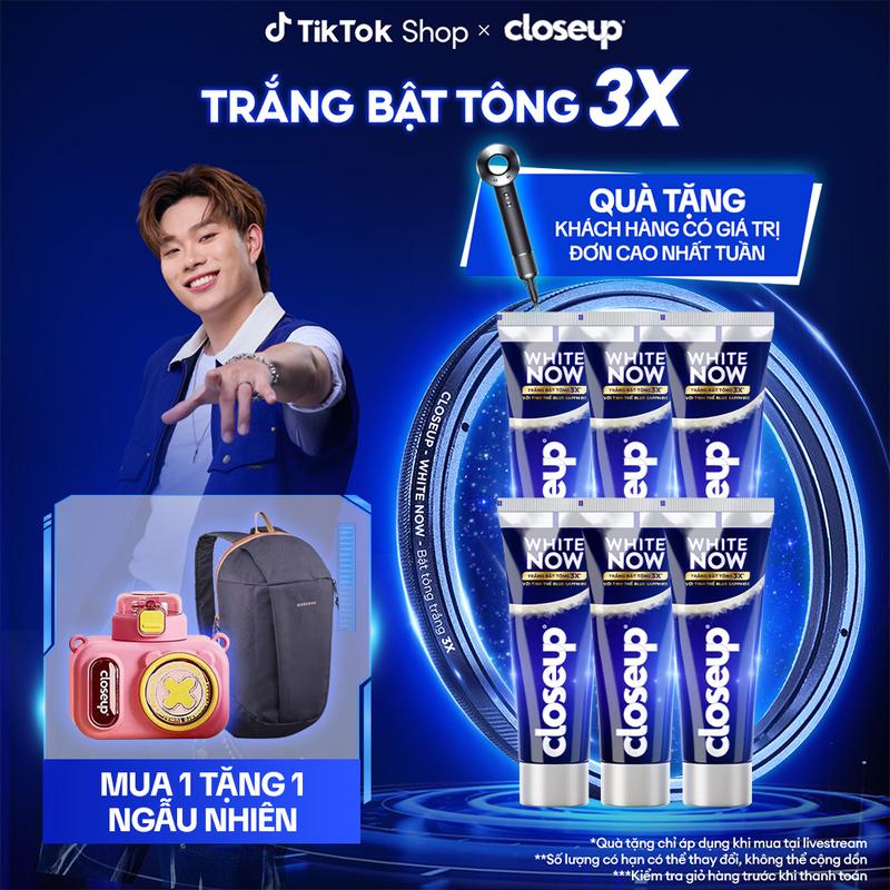 Combo 6 Kem đánh răng Closeup White Now - Trắng Bật Tông 3X từ Công nghệ Ánh Sáng Xanh - Tinh Thể Blue Sapphire 100g [1]