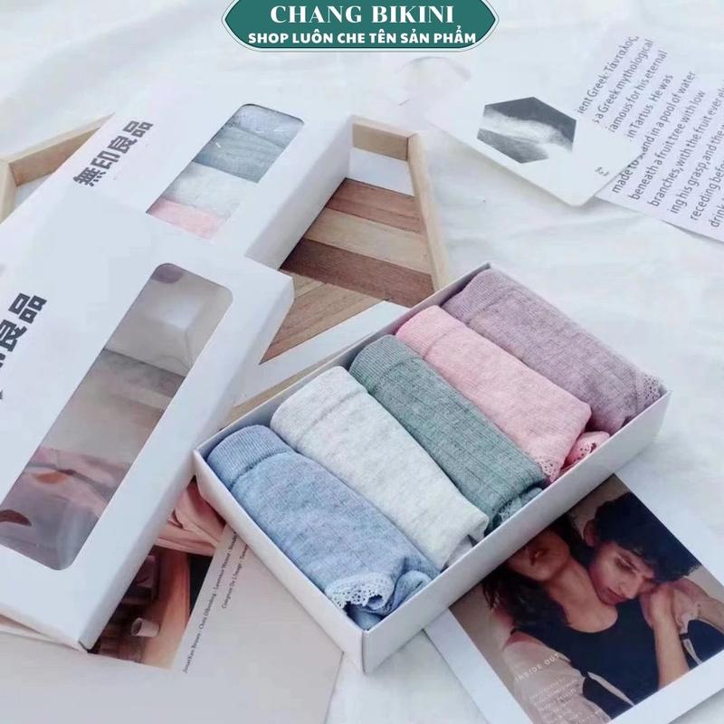 Hộp 5 Quần Lót Nữ Muji Kháng Khuẩn Cotton Tăm Tre Xuất Nhật Co Dãn Bốn Chiều Màu Muối Tiêu - Women