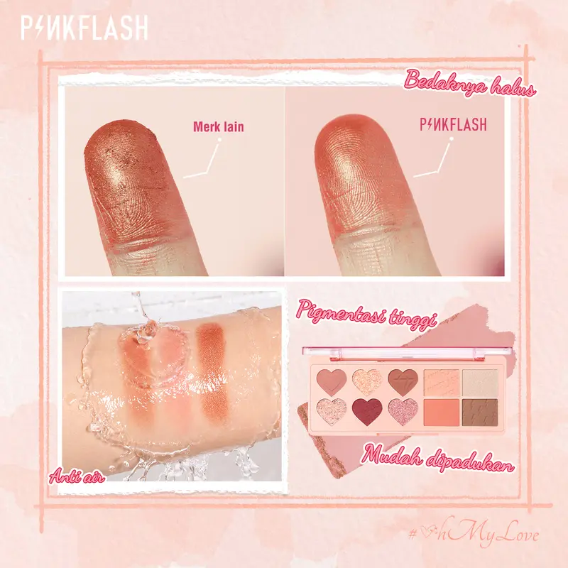 [Official] PINKFLASH 3pcs makeup set  4 IN 1 Multiple eyeshadoweyeshadow Matte lipstick Oil Controller Loose Powder 3