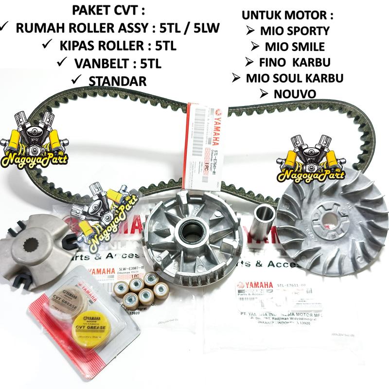 Paket Cvt Van Belt + Rumah Roller Assy Set + Kipas Roller Mio Sporty Mio Smile Mio Soul 5TL Motorcycle 1