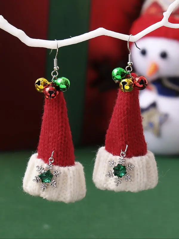 Cute Christmas Themed Dangle Earrings, Snowflake & Bell Decor Dangle Earrings, Fashion Jewelry Accessories for Women & Girls 0