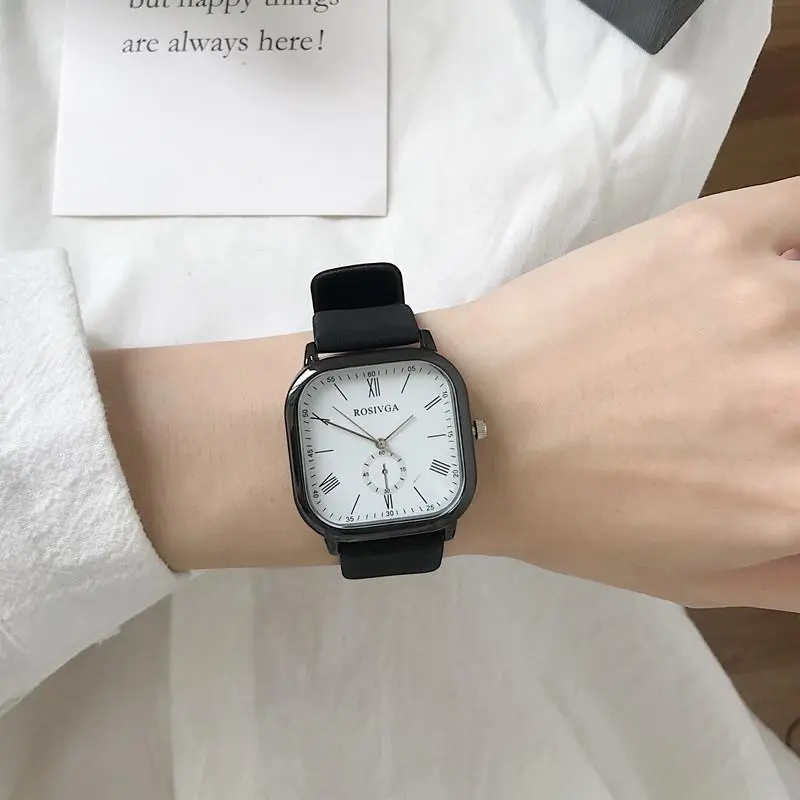 Đồng Hồ Thạch Anh, Hình Vuông, Thiết Kế Đơn Giản Và Đẹp, Thích Hợp Cho Học Sinh Nam Và Nữ, Phong Cách Cổ Điển Có Báo Chí, ✈✈