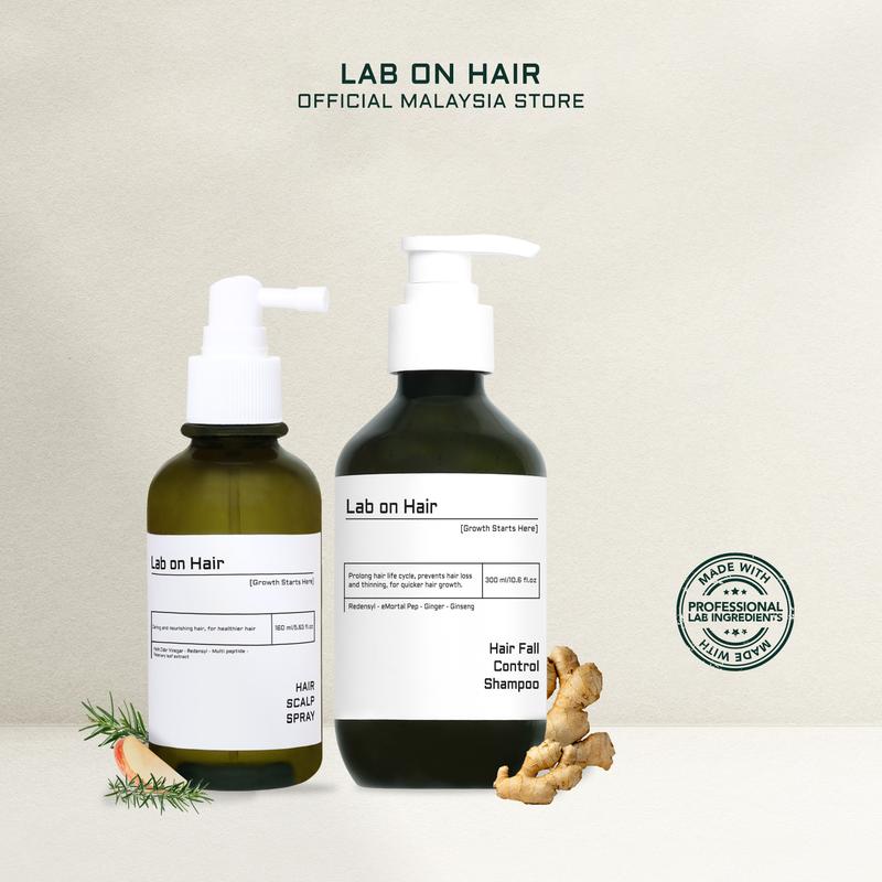 Lab On Hair 2in1 Bundle Anti HairFall Scalp Spray + Anti Hair Loss Shampoo - for Hair Growth Rambut Rontok