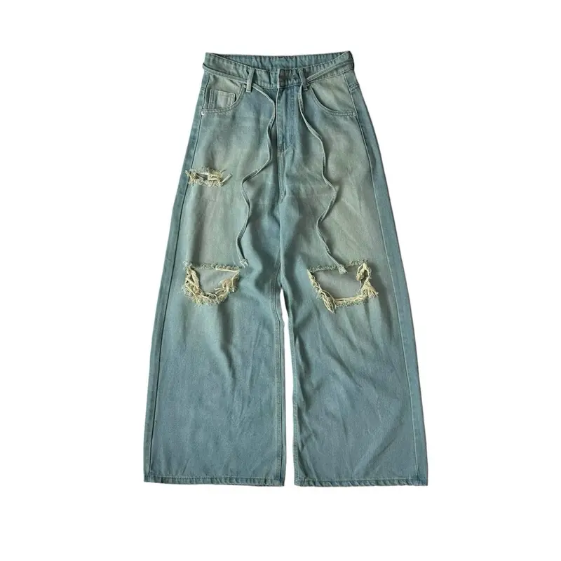 DENIMIST TERI WIDE JEANS - Quần jeans rách gối ống rộng Whose Studio - Kèm dây quần 5