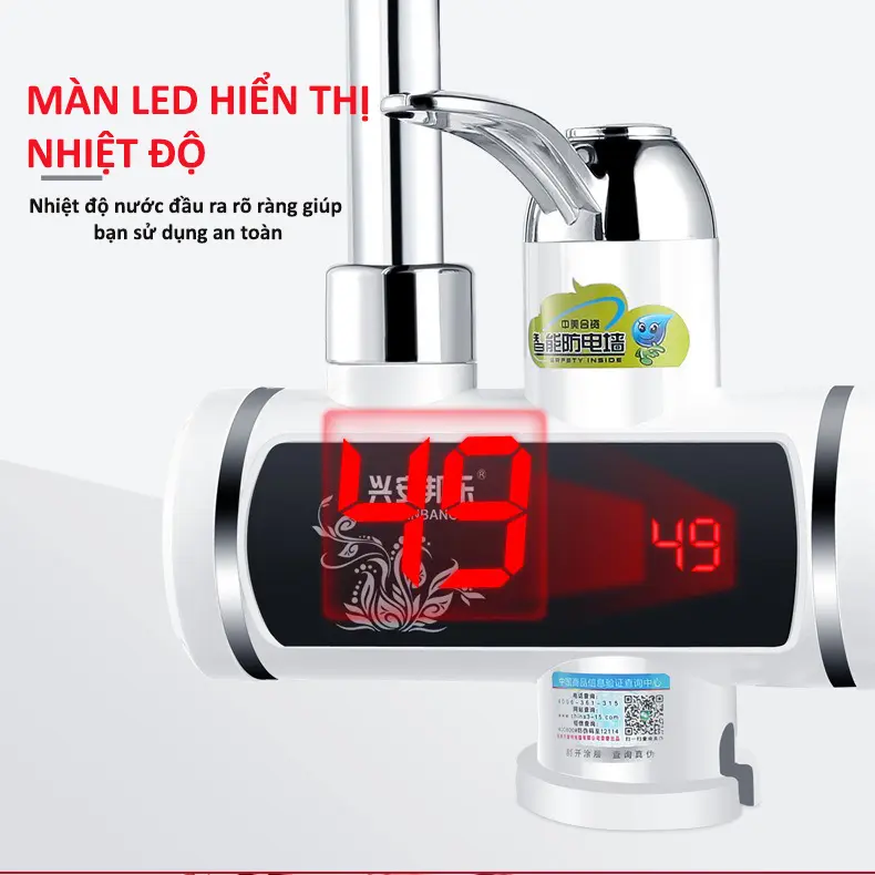 Máy Làm Nước Nóng Lạnh Lắp Đặt Tại Vòi KAW , Làm Nóng Nhanh, Cảm Biến Chống Giật An Toàn Sử Dụng 6