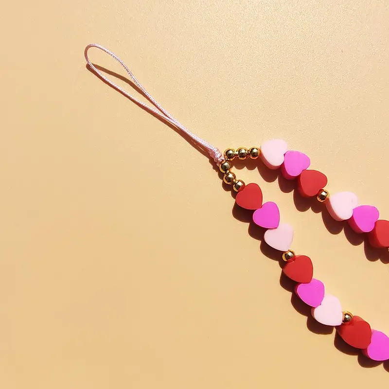 Fashionable Heart Shaped Phone Strap, Cute Colorful Decorative Cellphone Chain, Pendant Ornament For Girl Phone Key 4