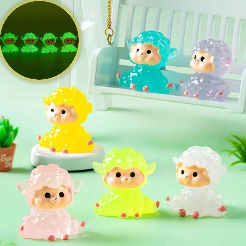 Cute Sheep Design Luminous Ornament, 10/30pcs Mini Resin Sheep Decoration, Micro Landscape Decoration, Desktop Decoration for Home & Office