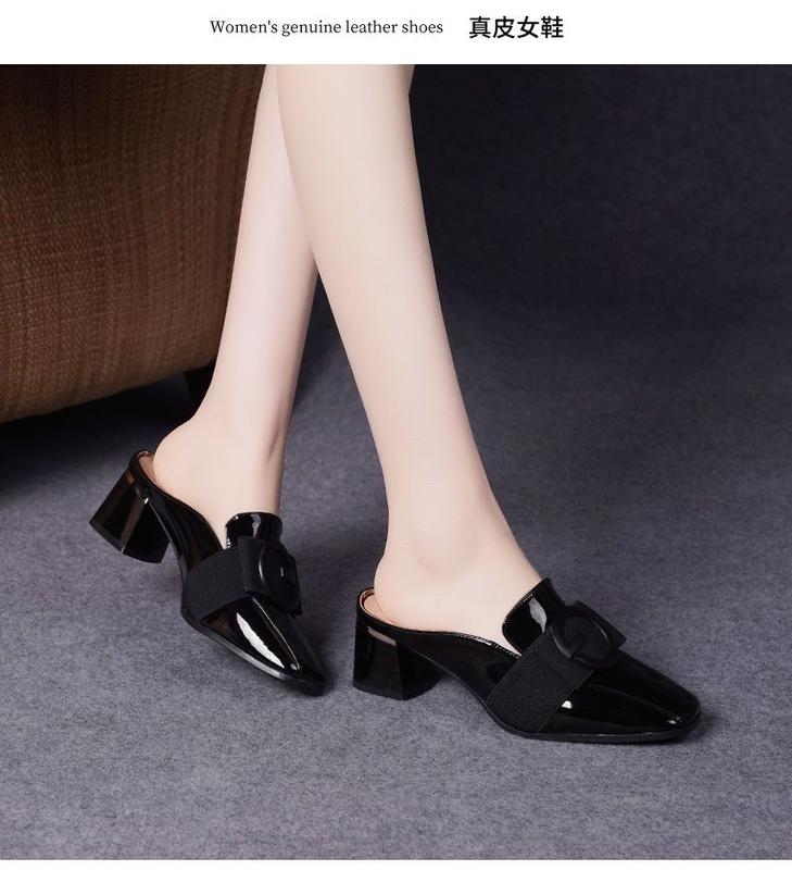 Product Introduction of Hộp Ngón Chân Mùa Hè, Da Thật, Gót Trung Bình Dép Lười Nữ, Hỗ Trợ Nửa, Giày Nữ, Dép Cao Gót, Da Bóng, Hàng Mới Về 2024, Thích Hợp Cho Ngoài Trời 11