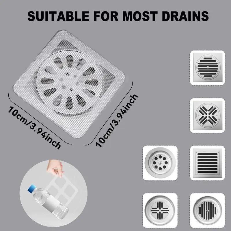 Disposable Drain Cover, 20pcs/box Hair Catcher Mesh Sticker for Shower, Sink, Bathtub, Kitchen, Easy Hair & Debris Prevention, Bathroom Gadgets 1