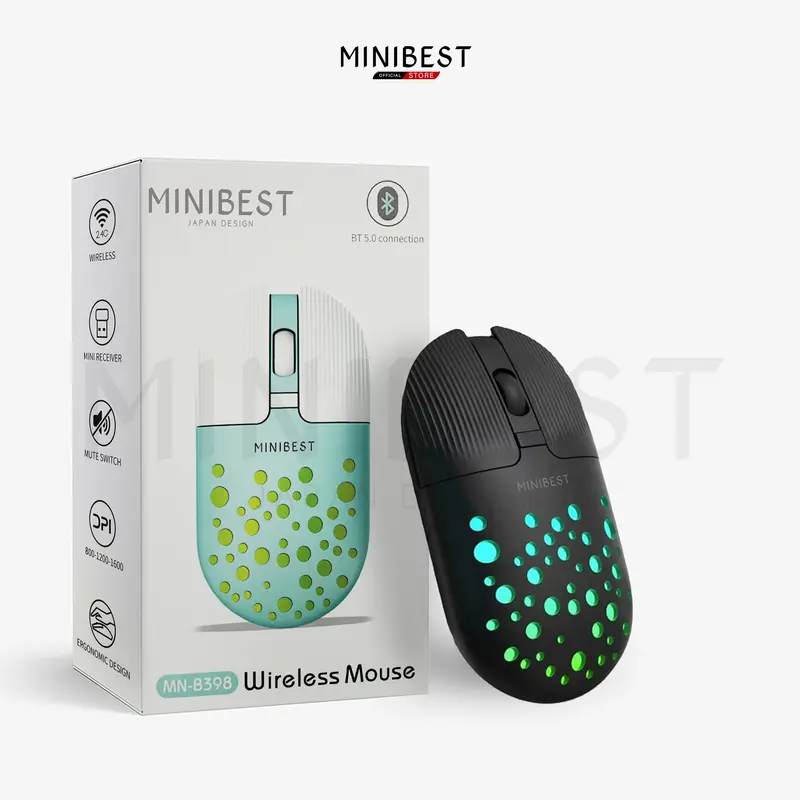 MINIBEST MN B398 Mouse  Wireless Bluetooth dengan Receiver USB untuk PC Laptop 8