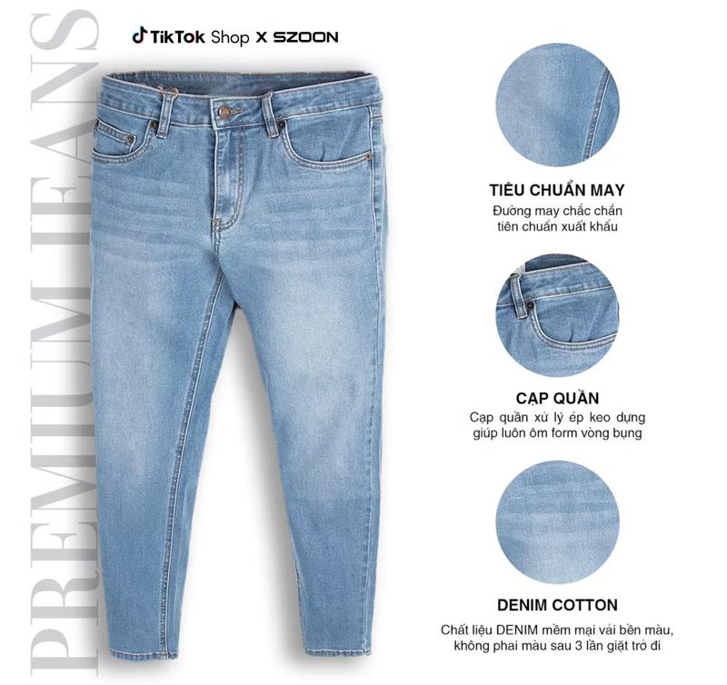 [ MỞ BÁN QUẦN TẾT ] Quần Jean Co Giãn Basic SLIMCROP không bai xù, bền màu, form trẻ trung, thanh lịch. Chất vải Denim mềm mịn co giãn nhẹ