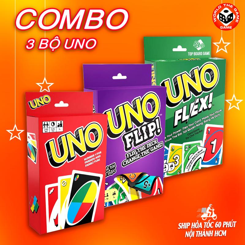 COMBO 3 Bộ Bài UNO Flex! UNO Flip UNO đỏ 110 lá cuộc chơi hấp dẫn hơn