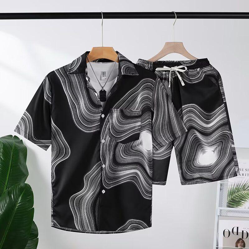 Product Introduction of Bộ đồ đi biển bằng lụa lạnh Bộ đồ đi biển của nam giới Áo sơ mi ngắn tay in hoa cộng với kích thước lỏng lẻo Hawaii Quần đùi giản dị khô nhanh Bộ đồ cặp đôi bộ  đồ  con  ong  vàng set  đồ  bộ  nam đồ  bộ  lụa  nam đồ  bộ  nam  rách  cực  chất 11