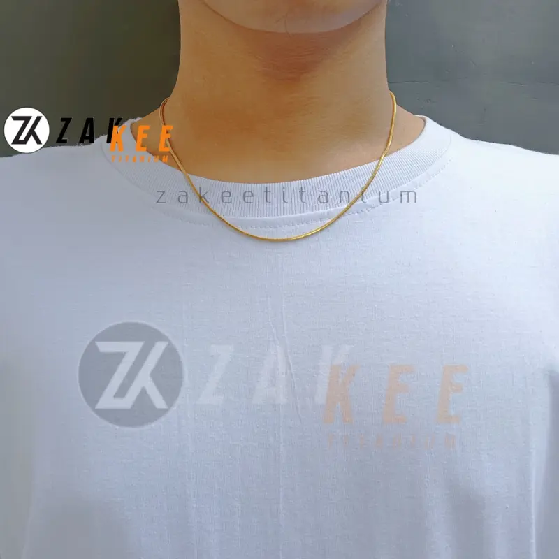 Kalung Emas Pria Titanium Gold Anti Karat Simpel Keren Premium Cowok Cewek Panjang 45cm 50cm 60cm Stainless 4