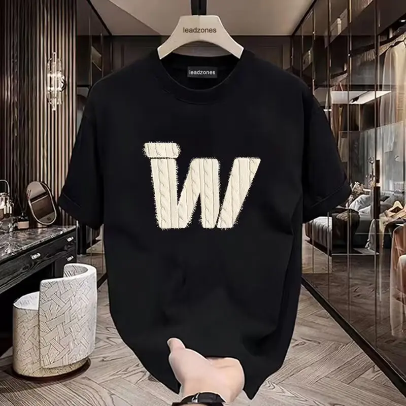 Áo Thun Nam Ngắn Tay Cổ Tròn, Chất Liệu Cotton Nguyên Chất 250gsm, Phong Cách Hàn Quốc Mùa Hè, Áo Đơn Giản Hợp Xu hướng Dáng Rộng Và Dễ Phối Đồ, Thương Hiệu Hợp Xu Hướng Dáng Rộng Thường Ngày