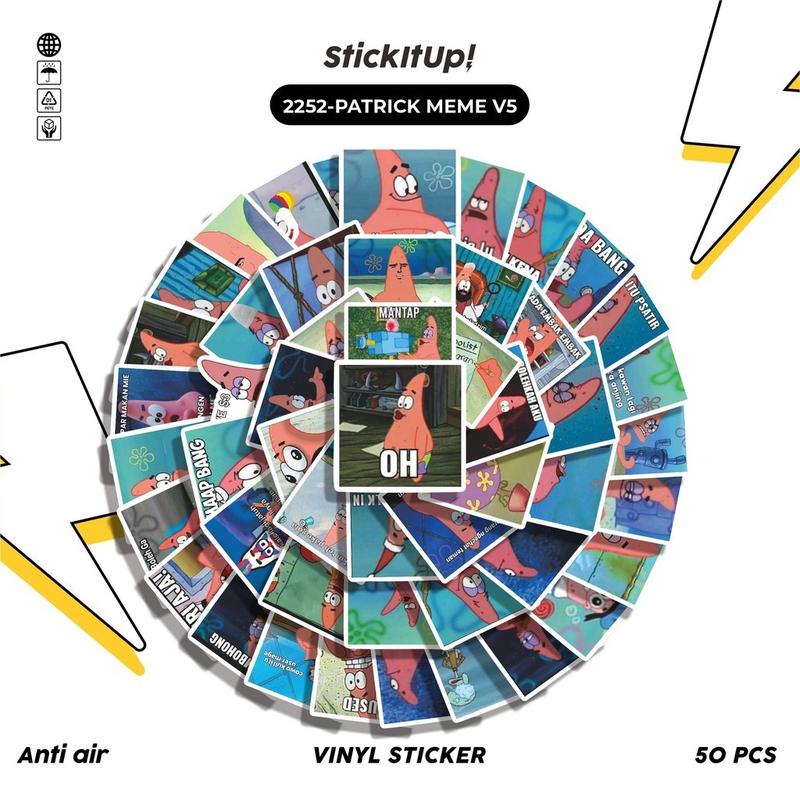 COD 50 Pcs Stiker PATRICK MEME V5 Lucu Anti Air Untuk Dekorasi Notebook ...