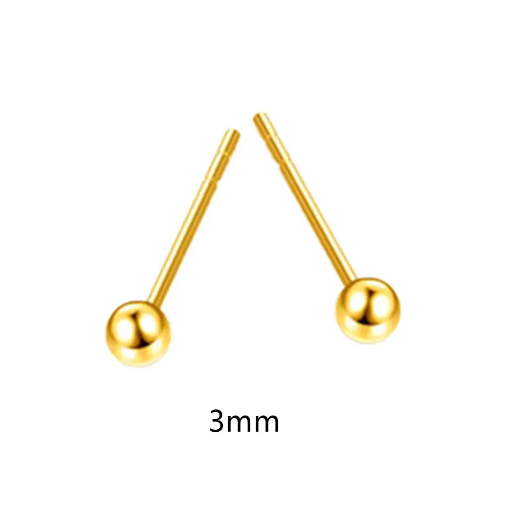 Needle Ball Stud Earrings Small Bead Earrings Simple Polished Ball Studs Hypoallergenic-3MM 4MM And 5MM