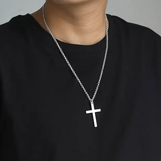 KALUNG TITANIUM PRIA WANITA LIONTIN SALIB ANTI KARAT [ COD ] Stainless