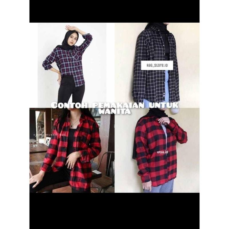 DISKON 50% kemeja flanel pria dan wanita kemeja flanel kotak kotak premium distro lengan panjang RA BUSANA Atasan 5