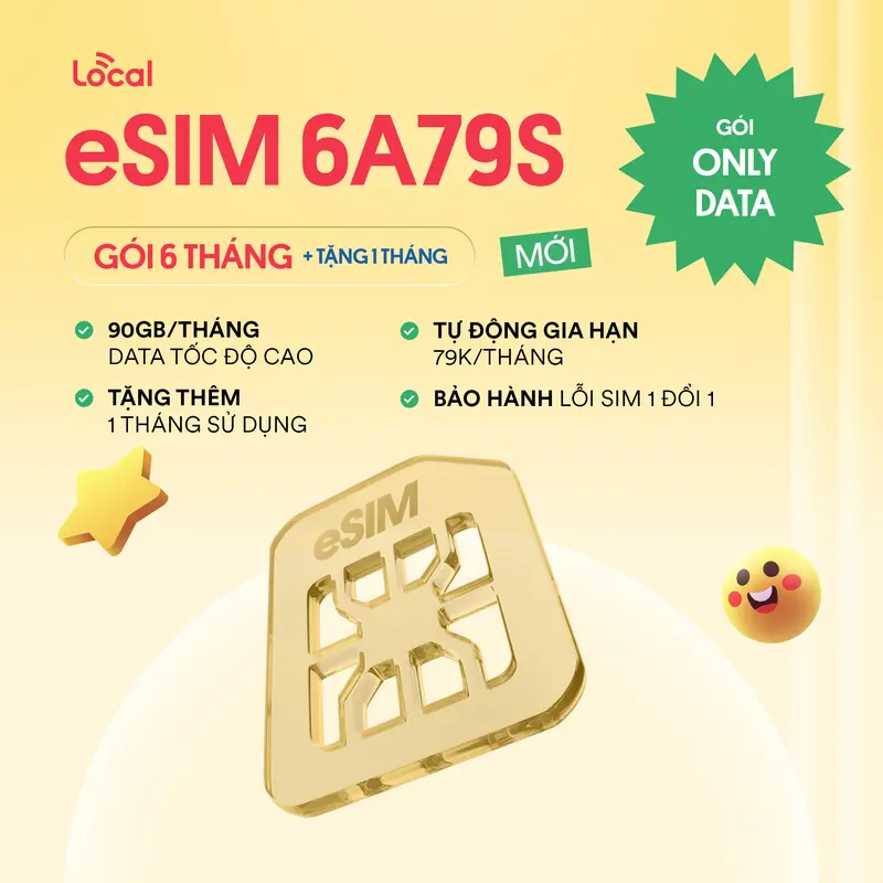 SIM 4G LOCAL 6A79S (Trọn Gói 6 Tháng) - Có Ngay 90GB Data Tốc Độ Cao/Tháng, Tặng thêm 1 tháng sử dụng 1