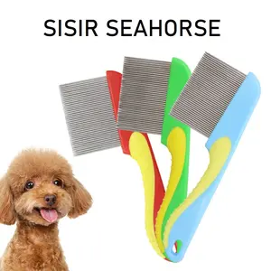 Sisir Kutu Seahorse Hewan Anjing dan Kucing Bahan Plastik dan Besi Sisir Kutu Bentuk Kuda Laut Pet Grooming Brush