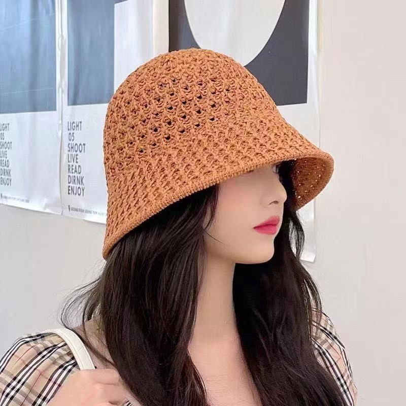 Product Introduction of 1157Fashion Luxury Women's Summer Straw Bucket Hat - Wide Brim, Foldable, Hollow, Sun Visor#FashionHat #SummerStyle #WomenFashion bucket hat 16