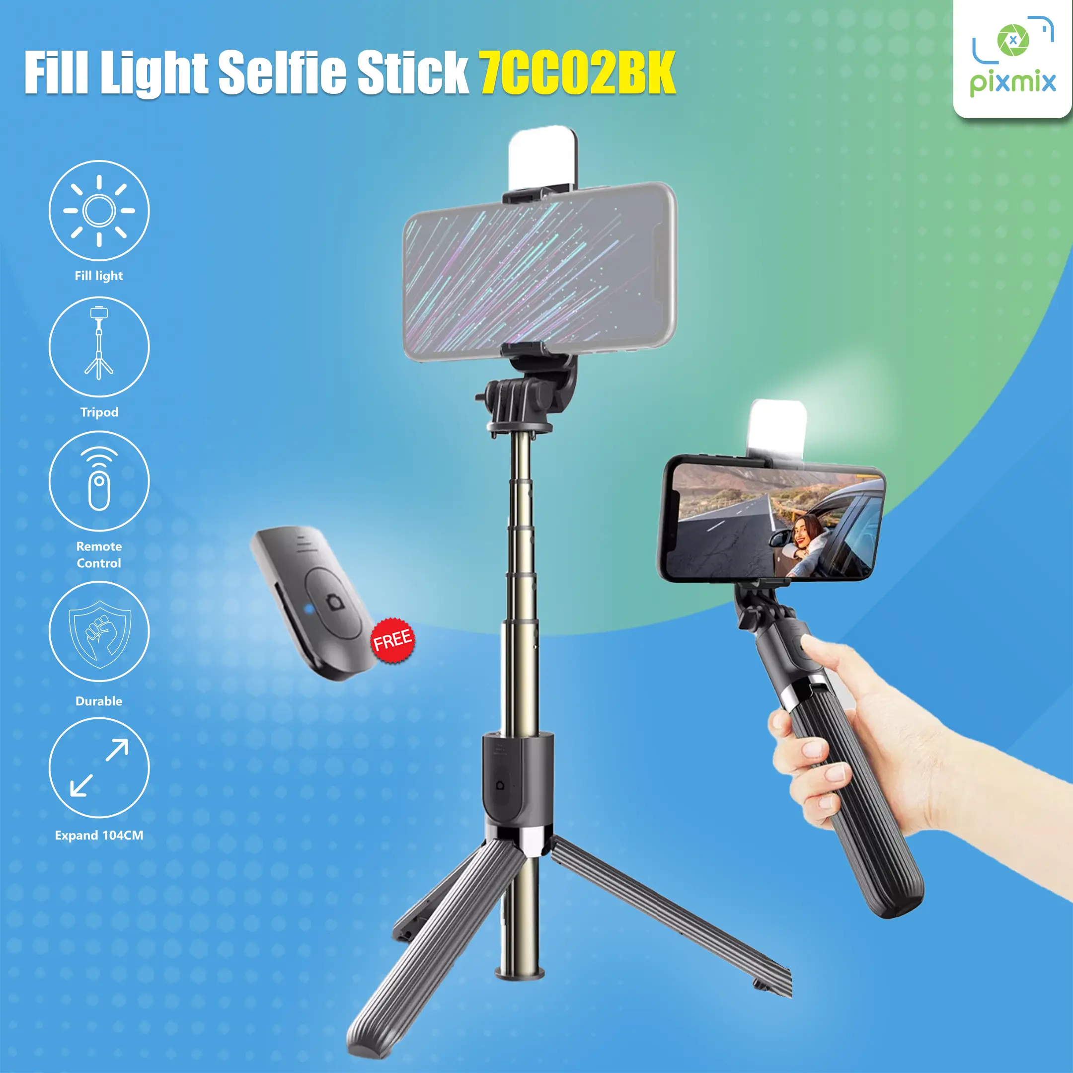 Tripod Tongsis Handphone Fill Light Selfie Stick - Bonus Remote ...